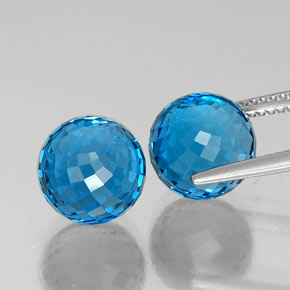 Gemas de topacio azul natural de 13,85 ct, esfera / bola, VVS-VS