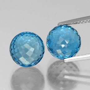 Gemas de topacio azul natural de 11,51 ct, esfera / bola, VVS-VS