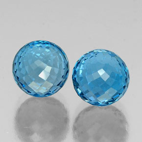 Gemas de topacio azul natural de 11,51 ct, esfera / bola, VVS-VS