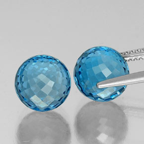 Gemas de topacio azul natural de 11,51 ct, esfera / bola, VVS-VS