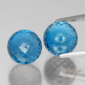 Gemas de topacio azul natural de 13,05 ct, esfera / bola, VS