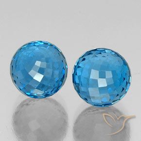 Gemas de topacio azul natural de 13,05 ct, esfera / bola, VS