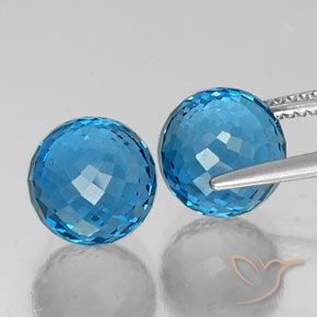 Gemas de topacio azul natural de 13,05 ct, esfera / bola, VS