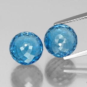 Gemas de topacio azul natural de 14,32 ct, esfera / bola, VVS