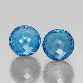 Gemas de topacio azul natural de 14,32 ct, esfera / bola, VVS