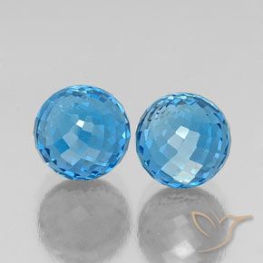 Gemas de Topacio Azul Suizo natural de 12.66 ct, Esfera / Bola, VS