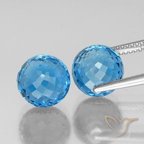 Gemas de Topacio Azul Suizo natural de 12.66 ct, Esfera / Bola, VS