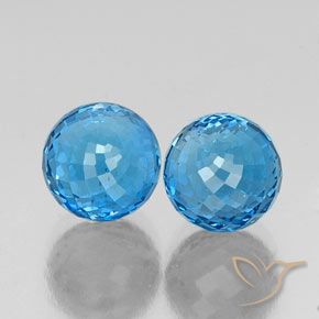 Gemas de Topacio Azul Suizo natural de 13.04 ct, Esfera / Bola, VS