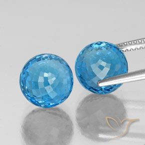 Gemas de Topacio Azul Suizo natural de 13.04 ct, Esfera / Bola, VS