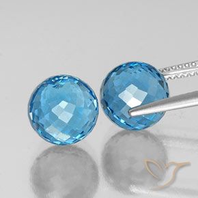 Gemas de Topacio Azul Suizo natural de 11.94 ct, Esfera / Bola, VVS-VS