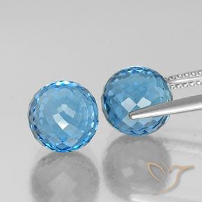 Gemas de Topacio Azul Suizo natural de 11.95 ct, Esfera / Bola, VS