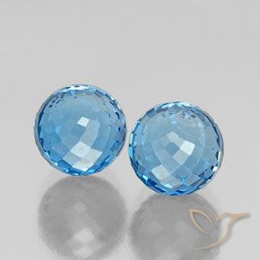 Gemas de Topacio Azul Suizo natural de 12.13 ct, Esfera / Bola, VVS-VS