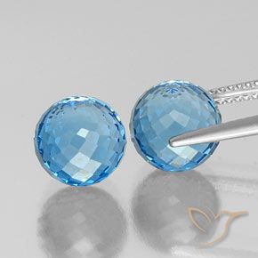 Gemas de Topacio Azul Suizo natural de 12.13 ct, Esfera / Bola, VVS-VS
