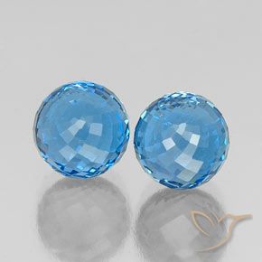 Gemas de Topacio Azul Suizo natural de 13.20 ct, Esfera / Bola, VVS-VS