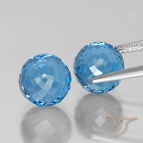Gemas de Topacio Azul Suizo natural de 13.20 ct, Esfera / Bola, VVS-VS
