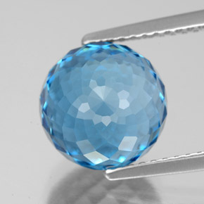 Topacio Azul Suizo natural de 7.65 ct, Esfera / Bola, VVS-VS