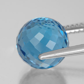 Topacio Azul Suizo natural de 7.65 ct, Esfera / Bola, VVS-VS