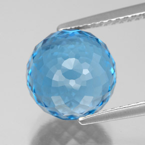 Topacio azul natural de 7,53 ct, esfera / bola, VS