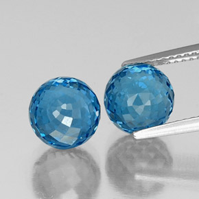 Gemas de topacio azul suizo natural de 8,34 ct, esfera / bola, VVS-VS