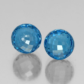 Gemas de topacio azul suizo natural de 8,34 ct, esfera / bola, VVS-VS