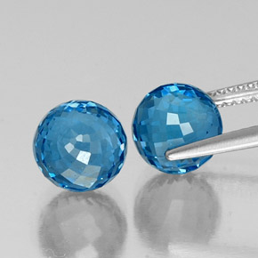 Gemas de topacio azul suizo natural de 8,34 ct, esfera / bola, VVS-VS