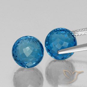 Gemas de Topacio Azul Londres natural de 9.04 ct, Esfera / Bola, VVS-VS