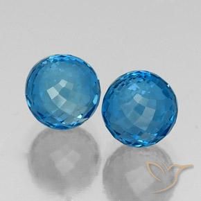 Gemas de Topacio Azul Suizo natural de 9.58 ct, Esfera / Bola, VVS-VS