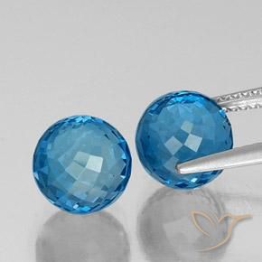 Gemas de Topacio Azul Suizo natural de 9.58 ct, Esfera / Bola, VVS-VS