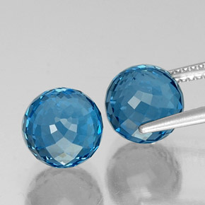 Topacio azul natural de 11,06 ct, esfera / bola, VVS-VS
