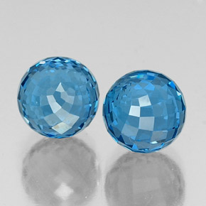 Gemas de Topacio Azul Suizo natural de 11.84 ct, Esfera / Bola, VS