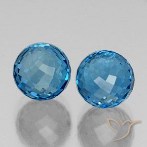 Gemas de Topacio Azul Suizo natural de 10.88 ct, Esfera / Bola, VS