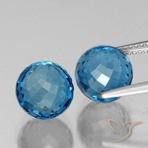 Gemas de Topacio Azul Suizo natural de 10.88 ct, Esfera / Bola, VS