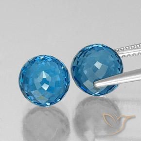 Gemas de Topacio Azul Suizo natural de 8.89 ct, Esfera / Bola, VVS-VS