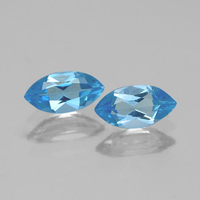 Gemas de topacio azul natural de  ct, marquesa, VVS-VS