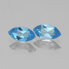 Gemas de topacio azul natural de  ct, marquesa, VVS-VS
