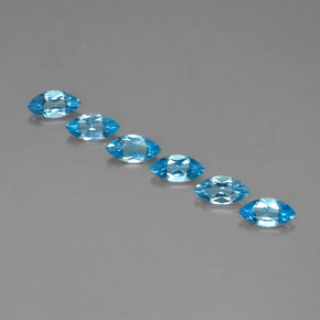 Gemas de topacio azul natural de  ct, marquesa, VVS-VS