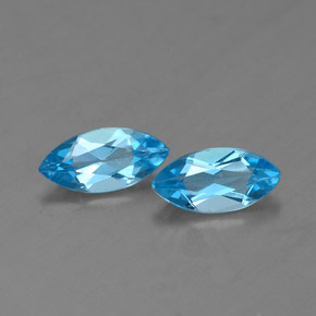 Gemas de topacio azul natural de  ct, marquesa, VVS-VS