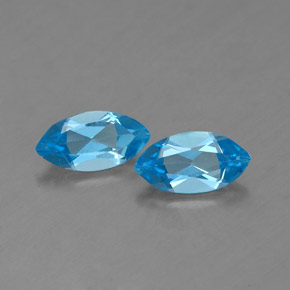 Gemas de topacio azul natural de  ct, marquesa, VVS-VS