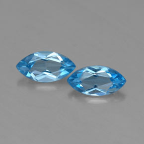 Gemas de topacio azul natural de  ct, marquesa, VVS-VS