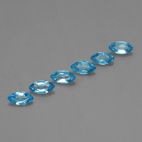 Gemas de topacio azul natural de 2,43 ct, marquesa, VVS-VS