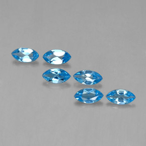 Gemas de Topacio Azul Suizo natural de 2.63 ct, Marquesa, VVS-VS