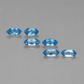 Gemas de topacio azul natural de 2,55 ct, marquesa, VVS-VS