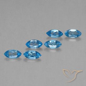 Gemas de Topacio Azul Suizo natural de 2.93 ct, Marquesa, VVS-VS