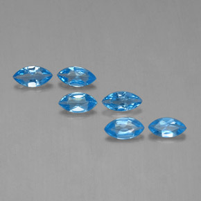 Gemas de topacio azul natural de 2,63 ct, marquesa, VVS-VS