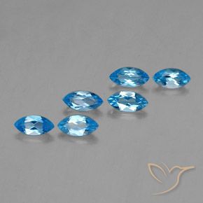 Gemas de Topacio Azul Suizo natural de 2.87 ct, Marquesa, VVS-VS