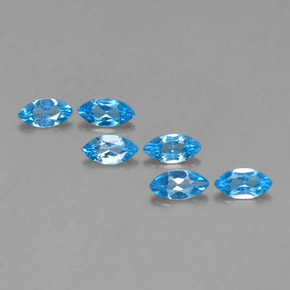 Gemas de topacio azul natural de  ct, marquesa, VVS-VS