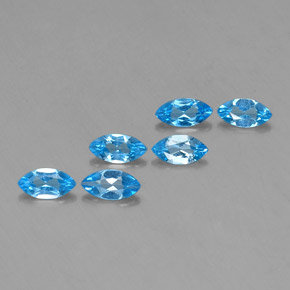 Gemas de topacio azul natural de  ct, marquesa, VVS-VS