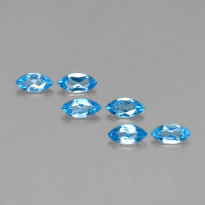 Gemas de topacio azul natural de  ct, marquesa, VVS-VS