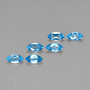 Gemas de topacio azul natural de  ct, marquesa, VVS-VS