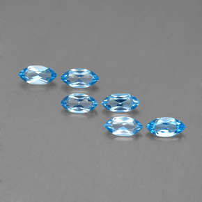 Gemas de topacio azul natural de 2,40 ct, marquesa, VVS-VS